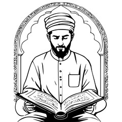 muslim man reading quran 