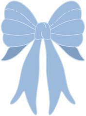 Adorable Coquette blue Bow Doodle Outline Illustration with pastel color