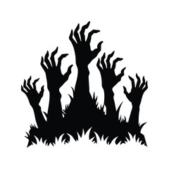 Silhouette of Zombie hands, scary hands, scarecrows, Halloween Party decoration