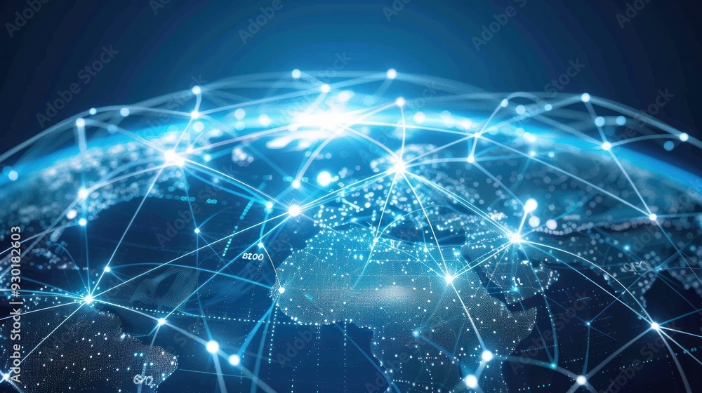Poster communication technology with global internet network connected around the world. telecommunication 