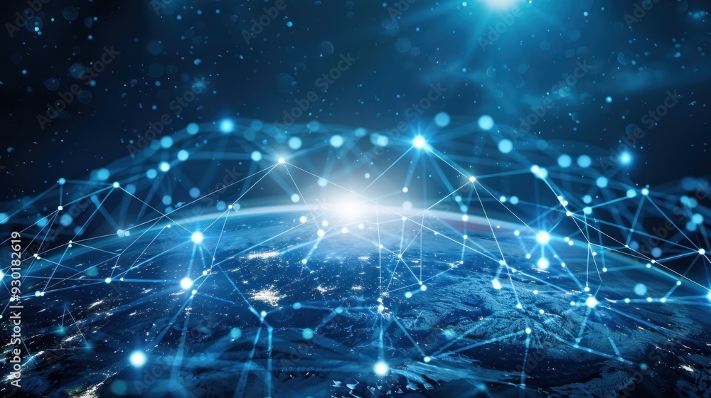 Poster communication technology with global internet network connected around the world. telecommunication 