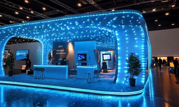 Exhibition Stand with Blue LED Lights