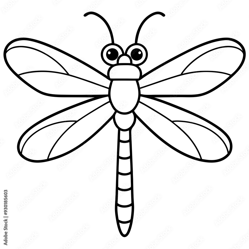 Wall mural a coloring page of an damselfly line art vector