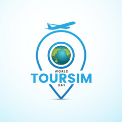 World Tourism Day vector illustration banner poster social media concept idea for tourism, World Heritage Day concept isolated