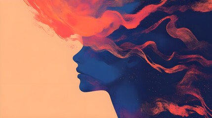 mental health awareness concept , illustration of a woman with mental health issues