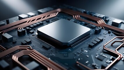 Fototapeta premium CPU Concept Circuit Board, Technology Background, Motherboard Digital Chip Design