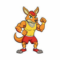 A ferocious angry kangaroo athlete posing art vector illustration