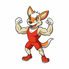 A ferocious angry kangaroo athlete posing art vector illustration