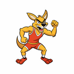 A ferocious angry kangaroo athlete posing art vector illustration