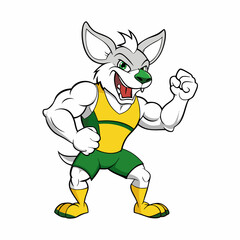 A ferocious angry kangaroo athlete posing art vector illustration