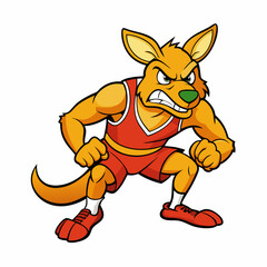 A ferocious angry kangaroo athlete posing art vector illustration