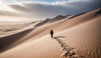 Sand Dunes Arcana in Foggy Winter: The Voyager's Jaunt Immersed in Landslide