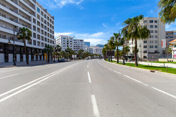 Obraz premium Central Avenue Mohammed VI in the city of Tangier. Morocco