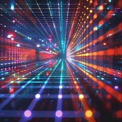 Abstract grid with lights