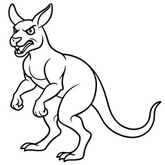 A ferocious angry kangaroo athlete posing line art vector illustration