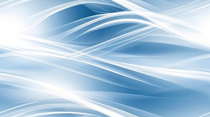 Fototapeta premium A dynamic wave pattern showcases white glowing lines against a light blue gradient background, creating a visually striking technological theme