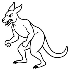 A ferocious angry kangaroo athlete posing line art vector illustration