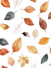 Obraz premium background print of painted autumn leaves, mockup. autumn time background