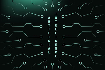 Simple Future Technology background template design. Green circuit banner with text. Programming vector aesthetic. EPS 10