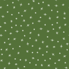 Cute Christmas doodle style pattern. Hand-drawn snowflakes. Infinite Texture, Digital Paper Pattern