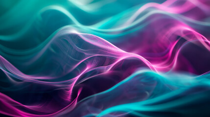 Abstract background. Graphic wave-like movements in dark purple and emerald colors. Copy space.