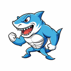 A ferocious angry Shark athlete posing art vector illustration