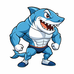 A ferocious angry Shark athlete posing art vector illustration