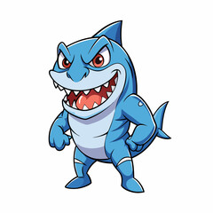 A ferocious angry Shark athlete posing art vector illustration