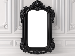 a black frame on a white wall