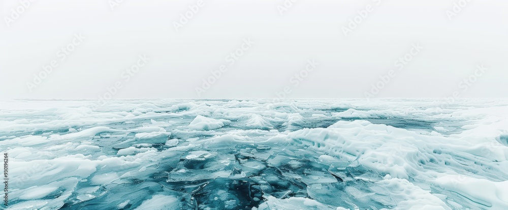 Sticker Frozen lake with ice