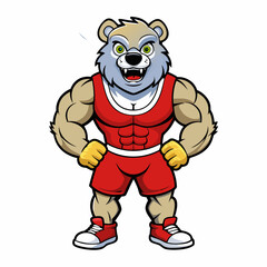 A ferocious bear athlete posing art vector illustration