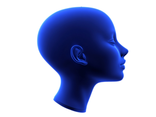 a blue head of a woman