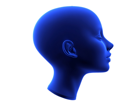 a blue head of a woman