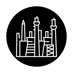 Gas power plant black line icon. Alternative energy source