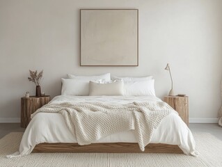 Minimalist Bedroom with Low Profile Bed and Abstract Art