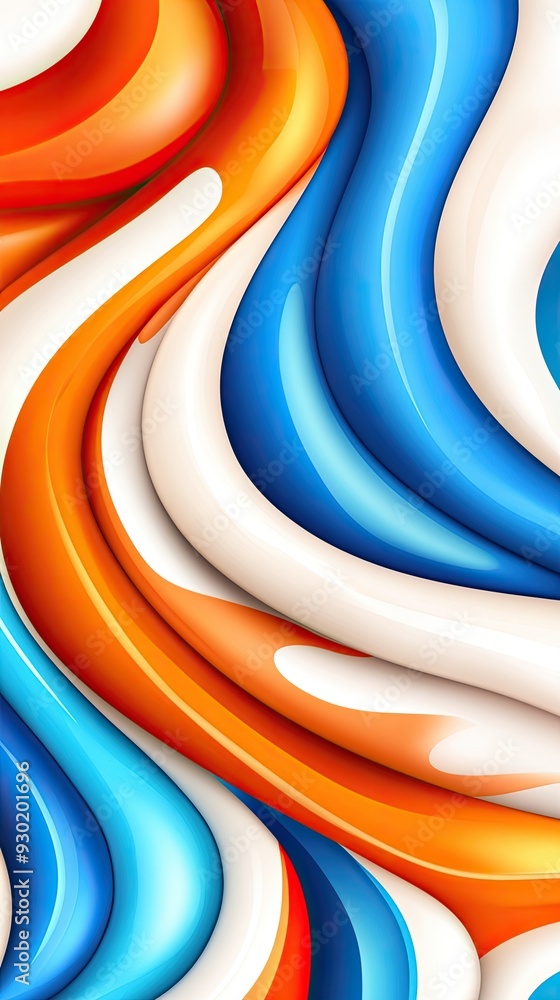 Poster dynamic swirls of paint blend colors and bubbles, forming patterns reminiscent of waves and landscap