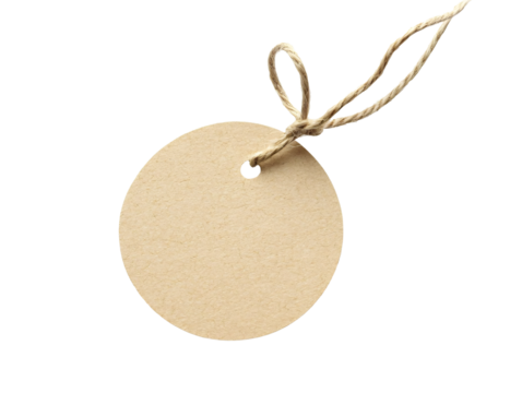 a round tag with a string