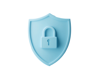 a blue shield with a lock