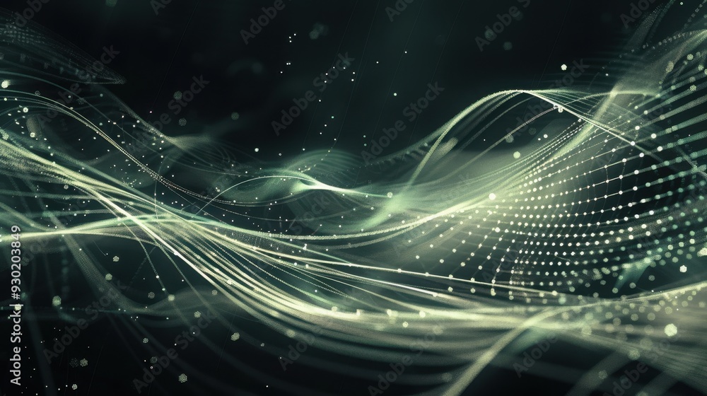 Wall mural abstract digital waves background with sparkling particles