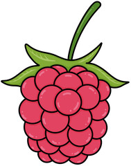 Raspberry Doodle Outline Illustration in Soft Colors, Sweet and Playful Design