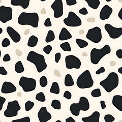 Black and white, flat illustration of a cow spots pattern