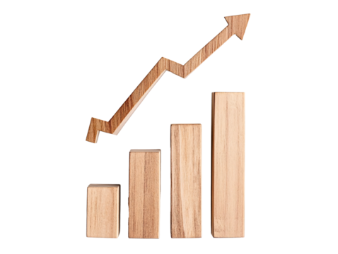 a wooden blocks with a arrow pointing up