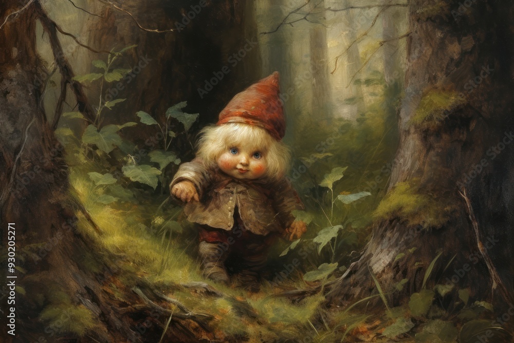 Poster Painting outdoors woodland portrait.