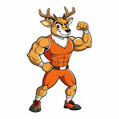 A ferocious deer athlete posing art vector illustration