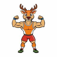 A ferocious deer athlete posing art vector illustration