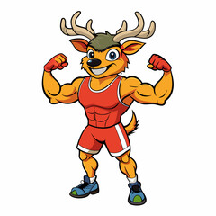 A ferocious deer athlete posing art vector illustration