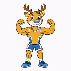A ferocious deer athlete posing art vector illustration