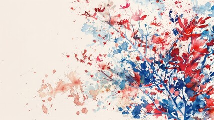 Fototapeta premium Vibrant Watercolor Explosion Illustrating Abstract Floral Art