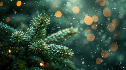 Frosted Pine Branch in Winter Wonderland