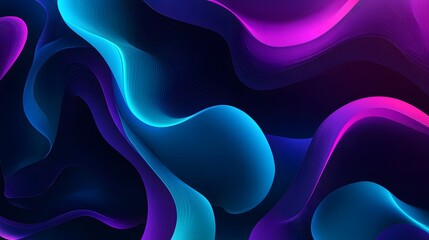 Obraz premium abstract background, dark blue and purple gradient with glowing teal shapes